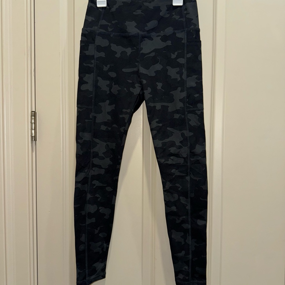Black and Gray Leggings with Elastic Waistband
